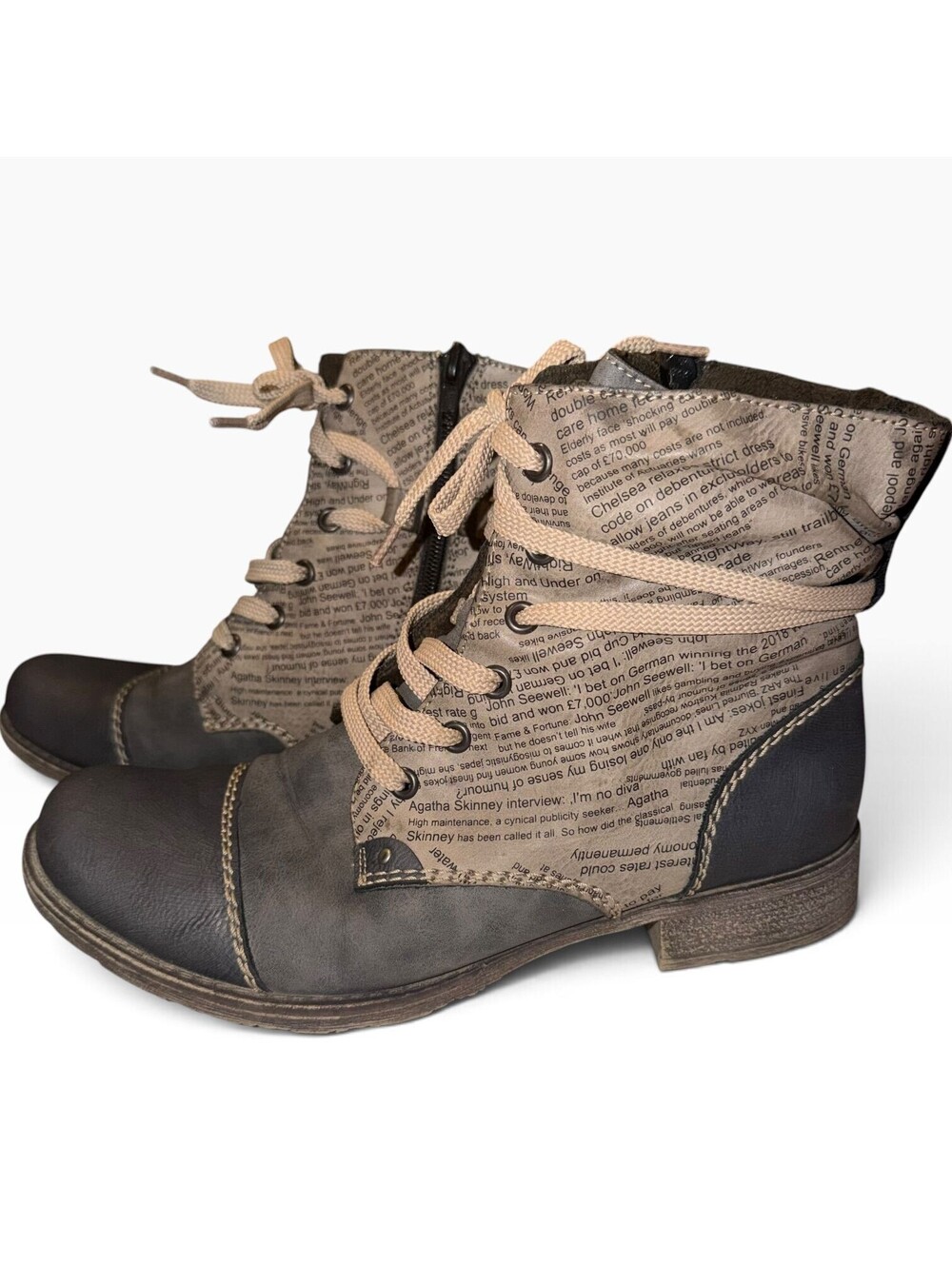 Rieker Payton 22 Women’s Newspaper Print Ankle Boots - Pre-owned Good